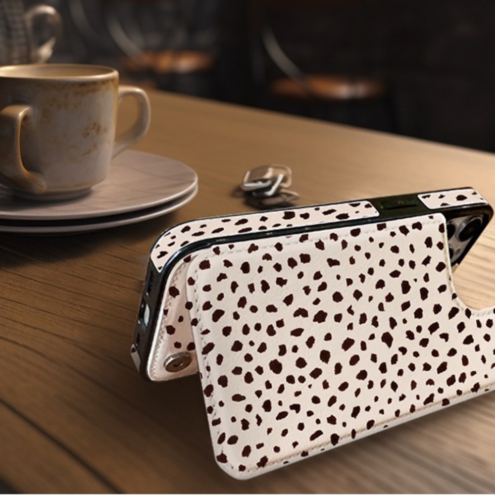🆕 Almond Latte Leopard Print Wallet Phone Case IPhone 15Pro Max 6.7 - Picture 2 of 15